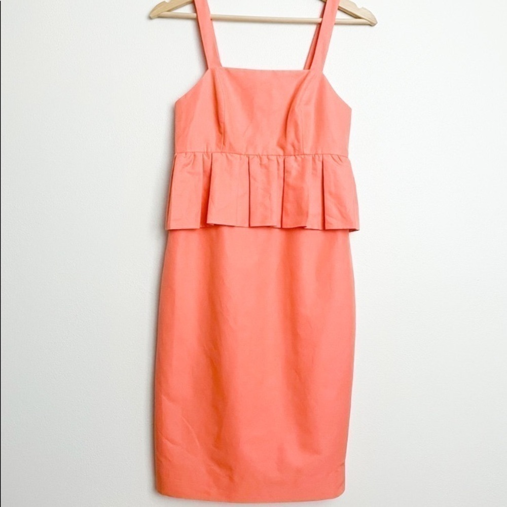 J. Crew Coral Peplum Waist Dress knee Length 2